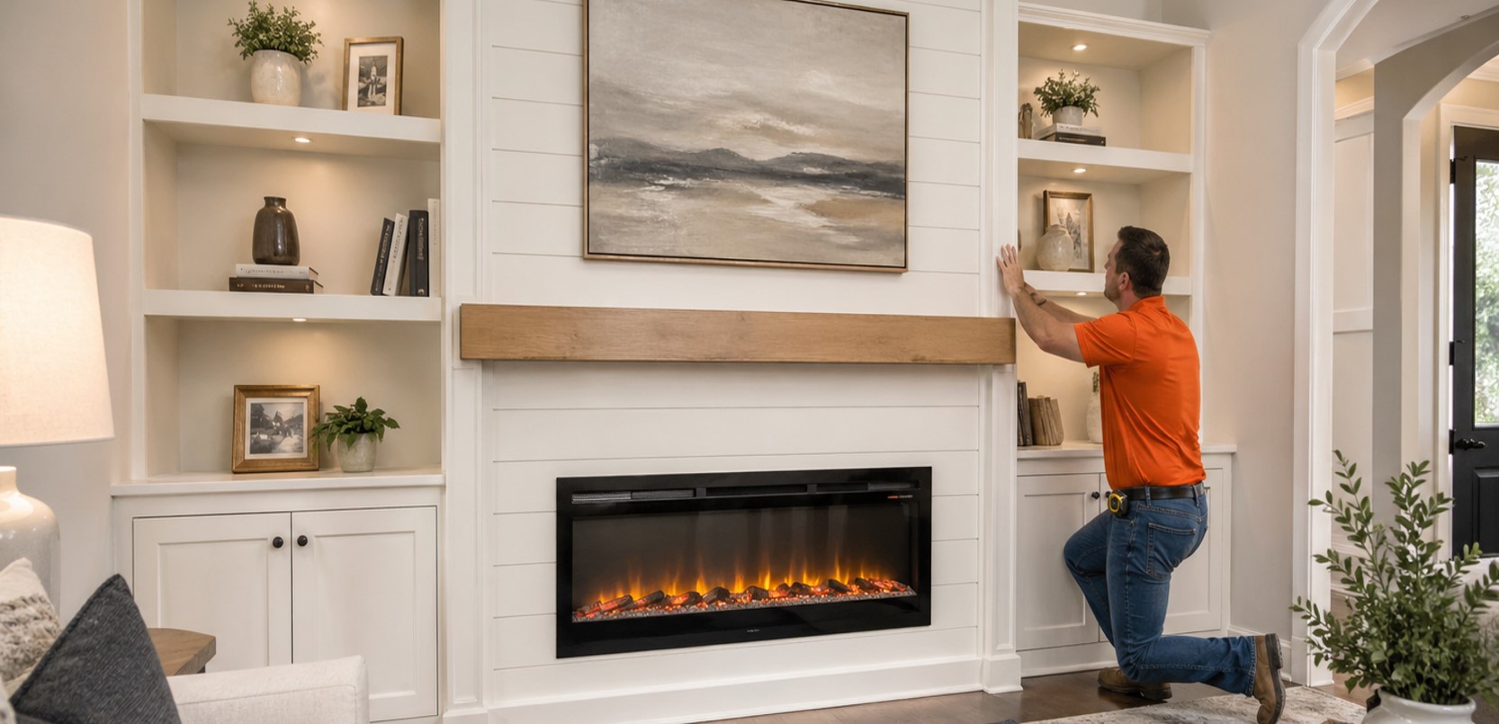 Custom fireplace built-ins and surrounds by ServiceBeaver in Keller and DFW Texas